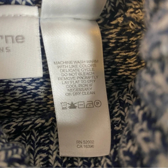 Vintage Liz Claiborne Blue Marled Knit Long Sleeve Snowflake Turtleneck … - Picture 6 of 8